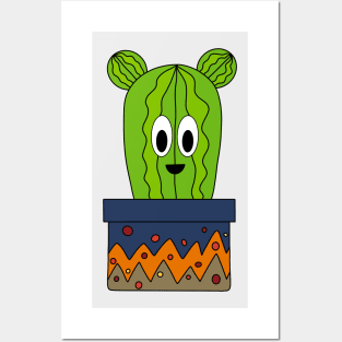 Cute Cactus Design #139: Happy Cactus In A Patterned Pot Posters and Art